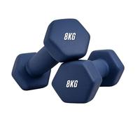 Neoprene Dumbbells Set 0.5-10 kg Pairs | Non-Slip Coated Weights for Aerobic Workout & Strength Training | Hex Hand Dumbbells for Home Gym Fitness in Orange, Blue & Pink (Blue, 8KG Pair)