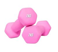 Neoprene Dumbbells Set 0.5-10 kg Pairs | Non-Slip Coated Weights for Aerobic Workout & Strength Training | Hex Hand Dumbbells for Home Gym Fitness in Orange, Blue & Pink (Pink, 7KG Pair)