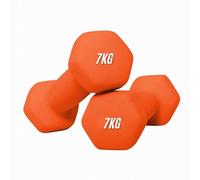Neoprene Dumbbells Set 0.5-10 kg Pairs | Non-Slip Coated Weights for Aerobic Workout & Strength Training | Hex Hand Dumbbells for Home Gym Fitness in Orange, Blue & Pink (Orange, 7KG Pair)