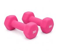 Neoprene Dumbbells Set Hex Anti Roll Coated Hand Weights for Men & Women Non Slip Exercise Dumbbell Pair for Home Gym Fitness in Orange Blue & Pink (Pink, 0.5 KG Pair)