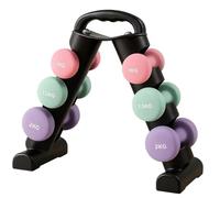 Neoprene Dumbbells Set | Non-Slip Coated Weights for Aerobic Workout & Strength Training | Hex Hand Dumbbells for Home Gym Fitness in Orange Blue & Pink (Dumbbell Set, 9kg)