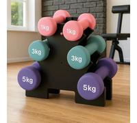 Neoprene Dumbbells Set | Non-Slip Coated Weights for Aerobic Workout & Strength Training | Hex Hand Dumbbells for Home Gym Fitness in Orange Blue & Pink (Dumbbell Set, 18kg)