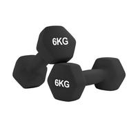 Neoprene Dumbbell - Cast Iron Core Hex Shape Hand Weight with Anti-Slip Grip, Durable Rubber Coating for Strength Training, Home Gym, Fitness & Aerobic Exercise (0.5-10 kg) (6Kg Pair-Black)