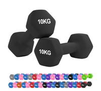 Neoprene Dumbbell - Cast Iron Core Hex Shape Hand Weight with Anti-Slip Grip, Durable Rubber Coating for Strength Training, Home Gym, Fitness & Aerobic Exercise (0.5-10 kg) (10Kg Pair-Black)