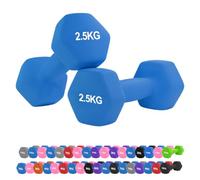 Neoprene Hex Dumbbell Set 0.5-10kg - Non-Slip Comfort Grip Hand Weights for Home Gym, Strength Training, Full-Body Workouts, HIIT, CrossFit, Pilates (2.5Kg Pair-Blue)