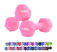 Neoprene Hex Dumbbell Set 0.5-10kg - Non-Slip Comfort Grip Hand Weights for Home Gym, Strength Training, Full-Body Workouts, HIIT, CrossFit, Pilates (0.5Kg Pair-Pink)