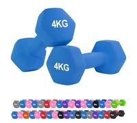 Neoprene Hex Dumbbell Set 0.5-10kg - Non-Slip Comfort Grip Hand Weights for Home Gym, Strength Training, Full-Body Workouts, HIIT, CrossFit, Pilates (4Kg Pair-Blue)