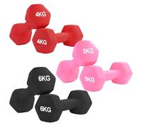 Neoprene Hex Dumbbell Set of 3 Pairs 0.5-10kg - Non-Slip Hand Weights for Home Gym, Strength Training, Fitness Workouts & Full-Body Exercise for Men & Women (Without Rack-Black, 2×(4+5+6)30kg)