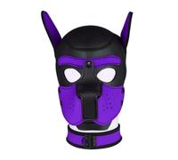 Neoprene K9 Puppy Hood Dog Muzzle Mask Pup Hood Halloween Mask (Purple, Mask with Collar)