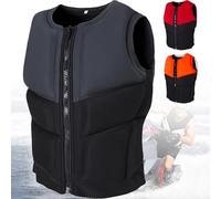 Neoprene Life Jacket Adult Front Zip Buoyancy Aid Adjustable Swim Snorkel Vest Swimming Flotation Jacket Diving Floatage Assist(Gray,M (58-70KG))