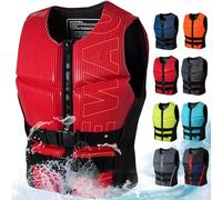Neoprene Life Jacket Adult Kids Lightweight flotation lifejacket Swimming Vest Adjustable Buoyancy Aid(Red,XL)
