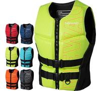 Neoprene Life Jacket for Adults, Adjustable Buoyancy Aid Swim Vest with Secure Fit for Kayaking Snorkeling Paddle Boarding Fishing Watersports(Yellow,2XL75-80kg)
