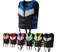 Neoprene Life Jacket for Adults, Adjustable Buoyancy Aid Swim Vest with Secure Fit for Kayaking Snorkeling Paddle Boarding Fishing Watersports(Blue,S48-58KG)