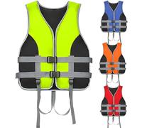 Neoprene Life Jacket for Adults, Adjustable Buoyancy Aid Swim Vest with Secure Fit for Kayaking Snorkeling Paddle Boarding Fishing Watersports(FluorescentGreen,L60-75KG)