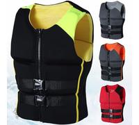 Neoprene Life Jacket for Adults Kids, Swim Vest Unisex Portable Adjustable Buoyancy Aid for Kayaking Floatation Device Surfing Outdoor WaterSports(Black Yellow,L)