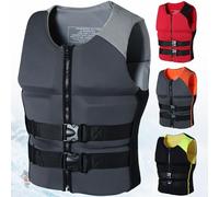 Neoprene Life Jacket for Adults Kids, Swim Vest Unisex Portable Adjustable Buoyancy Aid for Kayaking Floatation Device Surfing Outdoor WaterSports(Black Grey,S)