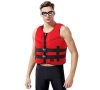Neoprene Life Jacket with Adjustable Waistband and Zipper, Swimming Snorkeling Vest for Kayaking, Surfing, All Water Sport(black)
