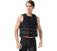 Neoprene Life Jacket with Adjustable Waistband and Zipper, Swimming Snorkeling Vest for Kayaking, Surfing, All Water Sport(black)