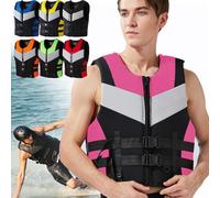 Neoprene Life Jackets for Adults Kids, Adjustable Buoyancy Aid Float Swim Vest for Men Women 48-110kg for Kayaking Paddle Boarding Swimming Boating Fishing(Black Pink,3XL)