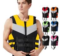 Neoprene Life Jackets for Adults Kids, Buoyancy Aid Float Swim Vest for Men Women 48-110kg with Adjustable Buckle for Kayaking Paddle Boarding Swimming Boating Fishing(Black Yellow,M)