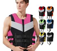 Neoprene Life Jackets for Adults Kids, Buoyancy Aid Float Swim Vest for Men Women 48-110kg with Adjustable Buckle for Kayaking Paddle Boarding Swimming Boating Fishing(Black Pink,M)