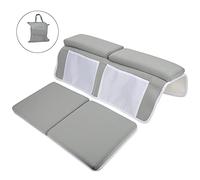 Neoprene Light Gray Rectangle Bath Kneeler, Bathroom Cushion with Suction Cup Back Support, Shower Kneeler Pad for Outdoor Swimming, Camping, Beach & Indoor Shower Use