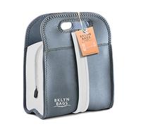 Neoprene Lunch Bag - Tiffin Bag - Eco Friendly Insulated Bento Bag With Zipper And Strap For Boys Girls Kids Teen & Adults. Lunch Tote, Lunch Box,Food Container for School or Work (White/Black)