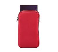 Neoprene Mobile Phone Sleeve Mesh Pocket Lanyard Case for iPhone 11 Pro Max XR XS Max Samsung Galaxy S25+ S24+ S23+ S23 FE S20+ S10 Plus A15 A25 A53 A33 5G OnePlus Nord 2 Google Pixel 6 (L, Red)