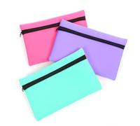 Neoprene Pencil Case - Soft Touch Large Zipped Pouch 22cm x 14cm - Plain Portable Pencil Case in Pink Purple Teal - Durable Lightweight Makeup Cosmetic Bag for School Office & Travel (Purple)