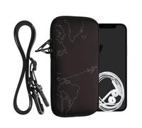 kwmobile Neoprene Phone Bag with Design XXL - 7" - 17.7 x 8.5 cm Strap Holder - Travel & Explore White/Black