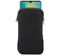 Neoprene Shock Absorbing Proof Pouch Large Cell Phone Sleeve Case Cover w Zipper/Neck Strap for Samsung Galaxy Note 20 Ultra 5G, Note 10+,S20 Plus,A20s / Moto G Power/LG Stylo 5/ Pixel 4 XL (Black)