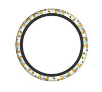 Neoprene Steering Wheel Cover Yellow Gnomes Bees Daisy Flower Universal Steering Wheel Cover Fit 15 inch Car SUV Vans, Anti Slip Car Truck Protector
