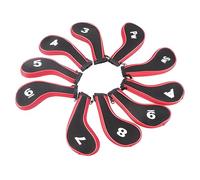 Neoprene Stick Head Covers 10 Pack | Defensive Iron Head Protectors for Scratches/Dents | Refined Putter Set with Smooth Zipper & Numbered Markings (Red)