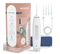 NEOPULSE® My First Ultra-Compact Dental Jet - 2-in-1-4 Cannula Irrigator with 6 Adjustable Pressures, 165 ml Removable Reservoir - Removes Plaque and Cleans Orthodontic Appliances - White