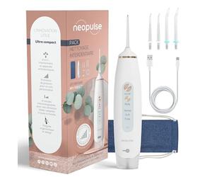NEOPULSE® My First Ultra-Compact Dental Jet - 2-in-1-4 Cannula Irrigator with 6 Adjustable Pressures, 165 ml Removable Reservoir - Removes Plaque and Cleans Orthodontic Appliances - White