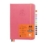 NEORAH - A5 - ART JOURNAL | 200Gsm Dotgrid Notebook |160 Pages(21.0 x 14.8 cm) | Lay Flat |Hard Cover Bullet - Journal|3 Bookmarks |Elastic Closure | Inner BackPocket | Ideal-Junk Journal (Pink)