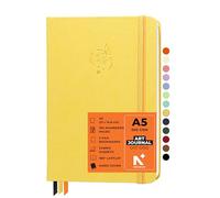 NEORAH - A5 - ART JOURNAL | 200Gsm Dotgrid Notebook |160 Pages(21.0 x 14.8 cm) | Lay Flat |Hard Cover Bullet - Journal|3 Bookmarks |Elastic Closure | Inner BackPocket | Ideal-Junk Journal (YELLOW)