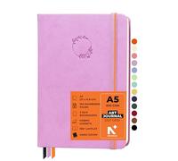 NEORAH - A5 - ART JOURNAL | 200Gsm Dotgrid Notebook |160 Pages(21.0 x 14.8 cm) | Lay Flat |Hard Cover Bullet - Journal|3 Bookmarks |Elastic Closure | Inner BackPocket | Ideal-Junk Journal (Lavender)