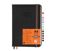 NEORAH - A5 - ART JOURNAL | 200Gsm Dotgrid Notebook |160 Pages(21.0 x 14.8 cm) | Lay Flat |Hard Cover Bullet - Journal | 3 Bookmarks |Elastic Closure | Inner Back Pocket | Ideal- Art,Planning (BLACK)