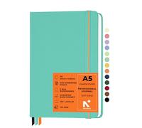 NEORAH - A5 Dot Grid|208 Pages-135 gsm|PRO SERIES Journal(210x148 mm)-Hardcover Dotted Notebook-Includes Back Pocket|3 Silk Book Mark|Journal Box-Completely HANDMADE for journaling,Note Taking- Teal