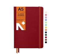 NEORAH-A5 Dot Grid Classic Notebook -110 Gsm (210x148mm)-Hardcover Dotted Journal| Include Silk Book Marks |BackPocket |Sticker Label |Office Notebook Journal 160pages|Completely HANDMADE (RED)