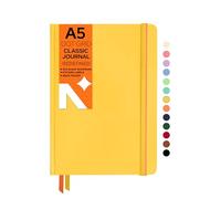 NEORAH-A5 Dot Grid Classic Notebook -110 Gsm (210x148mm)-Hardcover Dotted Journal| Include Silk Book Marks |BackPocket |Sticker Label |Office Notebook Journal 160pages|Completely HANDMADE (YELLOW)