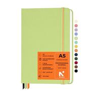 NEORAH-A5 DotGrid|208 Pages-135 gsm|PRO SERIES Journal(210x148 mm)-Hardcover Dotted Notebook-Includes Back Pocket|3 Silk Book Mark|Journal Box-Completely HANDMADE for journaling,Note Taking-LightGreen