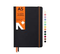 NEORAH - A5 Lined Journal Notebook -110 Gsm (210x148mm) - Hardcover Ruled Journal | Book Marks | Back Pocket | Sticker Label - Office Notebook Journal 160pages | Completely HANDMADE - Black