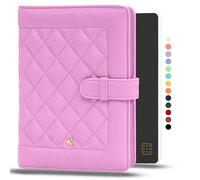 NEORAH -A5 Notebook SLEEVE with Quilted Loop +Dotgrid JOURNAL| Faux Leather Sleeve+ Penloop |2 Front 1 Back compartment |6 Card Slots |2 BookMarks | Gift Box-Fits any A5 Softcover Notebook- Lavender