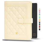 NEORAH -A5 Notebook SLEEVE with Quilted Loop +Dotgrid JOURNAL| Faux Leather Sleeve+ Penloop |2 Front 1 Back compartment |6 Card Slots |2 BookMarks | Gift Box-Fits any A5 Softcover Notebook- After Glow