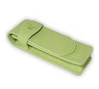 NEORAH - Faux LEATHER Handcrafted Double Pen Pouch with Loop |Portable Pen Case for 2 Fountain Pen,Roller Ball,Ballpoint Pen| |Pen Holder Pen Case|deal Gifts for Men,boss,dad |14.5x4.5 cm| LIGHT GREEN