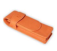 NEORAH -Faux Leather Handcrafted Double Pen Pouch with Loop |Portable Pen Case for 2 Fountain Pen, Roller Ball,Ballpoint Pen |Pen Holder,Pen case |Ideal Gifts for Men,boss,dad |14.5 x 4.5 cm| Orange