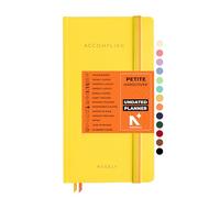 NEORAH - UNDATED ACCOMPLISH Planner PETITE | 12 Month Productivity Planner Diary | Weekly | Monthly | 12 Month Budget Tracker - (21 x 10.5cm) | Undated HARDCOVER Planner (Yellow)