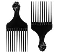 Neoreser 2 Pieces Afro Hair Comb for Wide Tooth Detangling and Styling for Men and Women (Black)